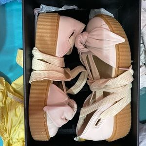 fenty lace up gum flats